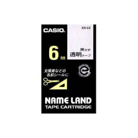 （まとめ）カシオ CASIO 透明テープ XR-6X 透明に黒文字 6mm【×5セット】[21]