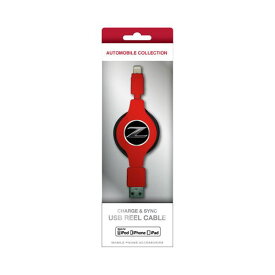 (まとめ)NISSAN 公式ライセンス品 FAIRLADY Z CHARGE ＆ SYNC USB REEL CABLE FOR IPHONE RED NZMUJ-R1RD【×2セット】 [21]