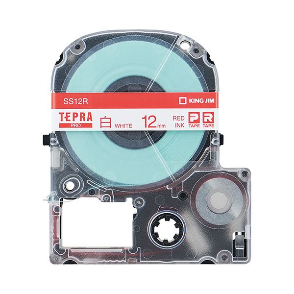 （まとめ） キングジム テプラ PRO テープカートリッジ 12mm 白／赤文字 SS12R 1個 【×5セット】　[21] | 本家屋