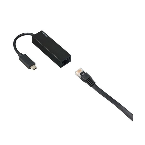 有線LANアダプタ (まとめ) エレコム 有線LANアダプターGiga対応 USB3.1(Type-C) ブラック EDC-GUC3-B 1個 【×5セット】 [21]