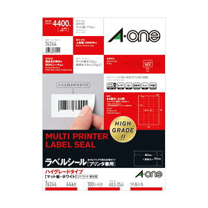 �G�[���� ���x���V�[��[�v�����^���p]�n�C�O���[�h�^�C�v �}�b�g���E�z���C�g A4 44�� 48.3mm×25.4mm �l�ӗ]���t 762441��(100�V�[�g)[21]