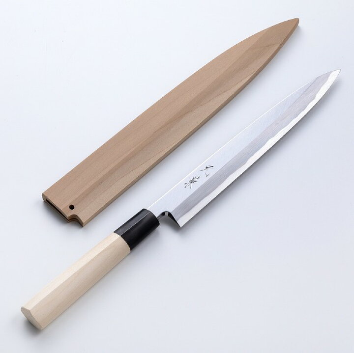 楽天市場】堺元兼 柳刃包丁 片刃 210mm 白紙2号 水牛柄 木鞘付 堺元兼  