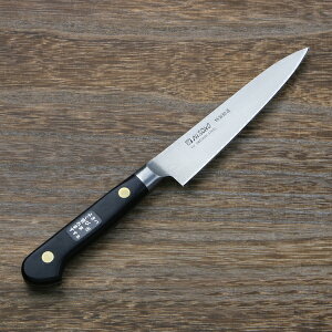 ミソノ ペティナイフ 両刃 120mm EUカーボン鋼 共口金付き 黒合板柄(包丁 洋包丁 鋼の包丁 母の日 プレゼント 退職祝い 日本製)