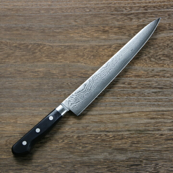 楽天市場】筋引包丁 両刃 240mm V金10号 ステンレス ダマスカス模様 共 