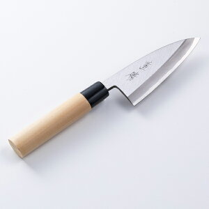 堺重勝 小出刃包丁 片刃 105mm 白二 鋼付き(和包丁 出刃包丁 料理小包丁 一般向け和包丁 家庭用包丁 釣り アウトドア 日本製)