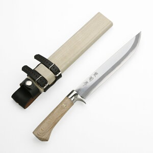 東周作 狩猟用 剣鉈 7寸 210mm 青紙鋼 磨き仕上げ 鞘付き 本職向け (火造り鉈 狩猟ナイフ アウトドア 剣ナタ キャンプ ナイフ キャンプギア ブッシュクラフト)