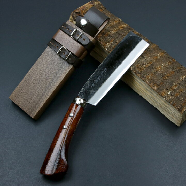 楽天市場】東周作 最高級 黒打 腰鉈 両刃150mm白紙鋼 ウォルナット鞘 