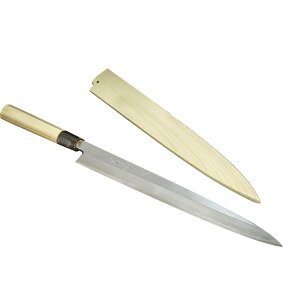 柳刃包丁 300mm 『堺』 元兼 白紙鋼 水牛柄 木鞘付 (刺身包丁 正夫) 楽ギフ_