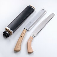 東周作 極上 腰鉈 片刃240mm 細身 ＆ 鋸240mm青紙鋼 二丁差し 鞘付き 鉈 (ナタ アウトドア キャンプ 薪割…