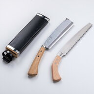 東周作 極上 腰鉈 両刃210mm ＆ 鋸270mm青紙鋼 二丁差し 鞘付き 鉈 (ナタ アウトドア キャンプ 薪割り 枝…