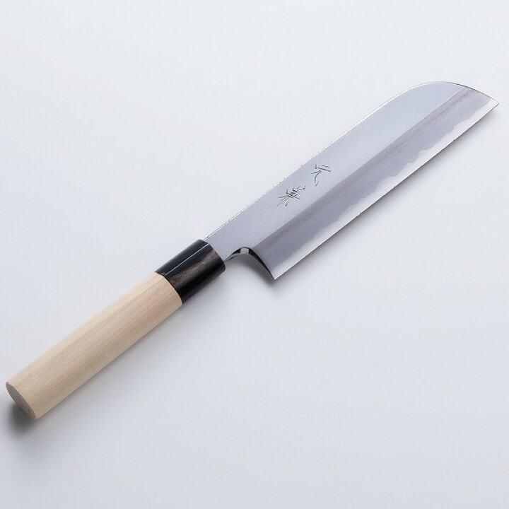 楽天市場】堺元兼 鎌型薄刃包丁 片刃 180mm 白紙2号 刃金つけ 水牛柄 