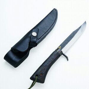 青紙鋼剣ナタ 135mm 黒打ち仕上げ 黒焼樫木柄 本革ケース付 鉈 (狩猟解体 フィッシング 登山 剣鉈 キャンプ ナイフ キャンプギア ブッシュクラフト)