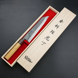 元兼 切付型 和牛刀 210mm 両刃 青紙1号 割込み 黒打ち仕上げ 切付 包丁 ケヤキ柄 木箱入り 土佐打ち刃物 極上品