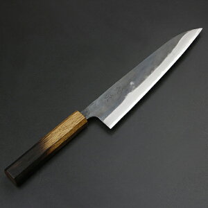 元兼 和牛刀 210mm 両刃 青紙スーパー 割込み 黒打ち仕上げ 焼き漆柄 短柄仕様 土佐打ち刃物 極上品