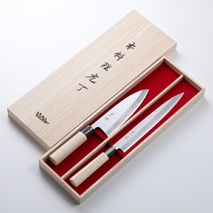 堺重勝 和包丁 セット 2本組 木箱入 出刃包丁 165mm 柳刃包丁 240mm( 一般向和包丁 誕生日 プレゼント 退職祝い 日本製)