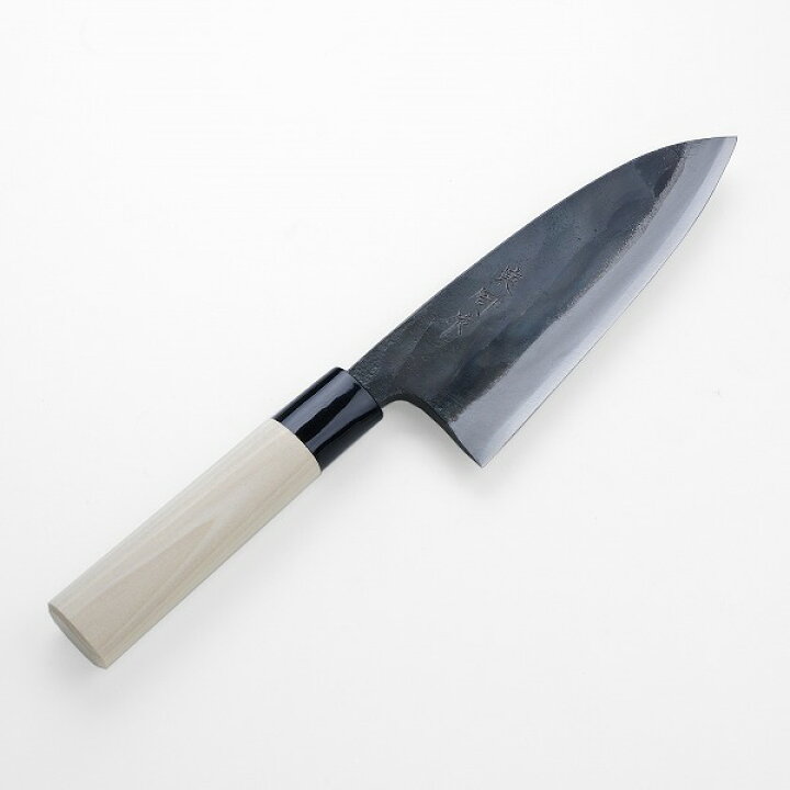 楽天市場】出刃包丁 両刃 165mm 白紙1号 割込み黒打ち仕上げ 東周作 