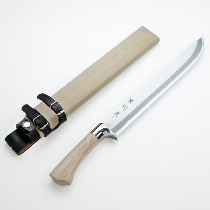 楽天市場】東周作 狩猟用 剣鉈 1尺 300mm 青紙鋼 磨き仕上げ 鞘付き 