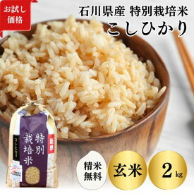 石川県産 特別栽培米 こしひかり 2kg令和5年産特別栽培米コシヒカリ2kg玄米農家直送 有機肥料100％ お試し価格玄米 精米 選べます 精米無料