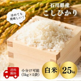 【石川県産 米 25kg】令和7年産コシヒカリ白米25kg小分できます（白米5kg×5袋）送料無料 こしひかり