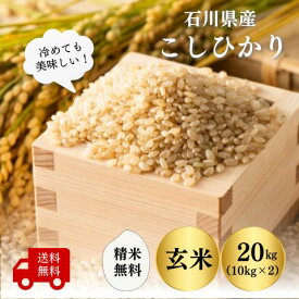 【石川県産 米 20kg】令和7年産コシヒカリ20kg(10kg×2）玄米 送料無料 農家直送 こしひかり玄米 精米 選べます 精米無料
