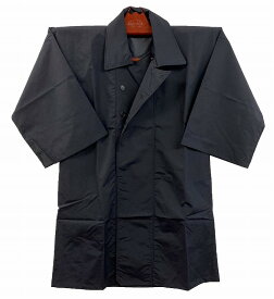 被布コート（被布カッパ）黒（和装用）S・M・Lナイロン100％　比翼仕立て法被、袢纏、着物に、雨天に、防寒に最適！