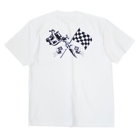 B.W.G ビーダブリュージー : 半袖チェッカーインクTシャツ WHITE