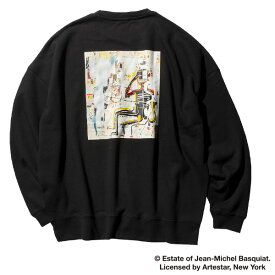 CLUCT クラクト × Basquiat バスキア : クルーネックスウェット(裏起毛) BLACK