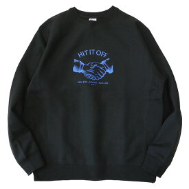 CLUCT クラクト : シェイクハンド クルーネックスウェット(裏起毛) BLACK