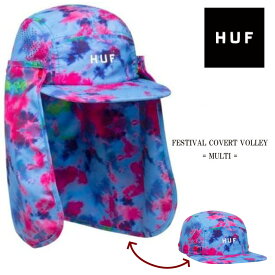 HUF ハフ キャップ ブラック 帽子 ストリート スケート ラップ バトル テラスハウス 衣装 メンズ レディース 男女兼用 FESTIVAL COVERT VOLLEY 2way ナイロン 100% MULTI