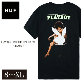 HUF ハフ Tシャツ 半袖 Tシャツ 4サイズ BLACK ストリート スケート ファッション メンズ レディース 男女兼用 イブ アップル 定番 もてる お洒落 インスタ 20代 30代 40代 S M L XL PLAYBOY OCTOBER 1972 S/S TEE