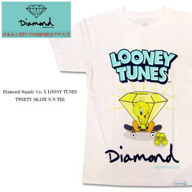 Diamond Supply Co. ダイヤモンド サプライ Tシャツ 半袖 X LOONY TUNE ルーニーチューン TWEETY SKATE SHORT SLEEVE TEE コラボレーション アメリカ限定販売 2020 春夏 新作 S M L XL 白T 可愛い トゥイーティー