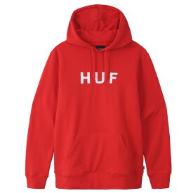 HUF ハフ パーカー プルオーバー ESSENTIALS OG LOGO P/O HOODIE POPPY 赤 OGロゴ スウェット 大きいサイズ アメリカンサイズ メンズ スケーター ファッション ストリート S M L XL XXL ストリート ブランド 20代 30代 40代 50代 ZOZO TOWN zozotown ゾゾタウン