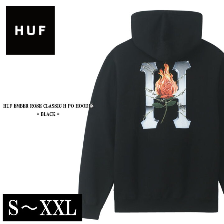 楽天市場】HUF ハフ パーカー プルオーバー ブラック EMBER ROSE  