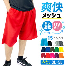 メンズ メッシュパンツ 大きいサイズ ハーフパンツ ドライ 半ズボン バスパン UV カット 吸汗 速乾 夏 でかい 部屋着 パンツ ジャージ スポーツ トレーニング ユニフォーム 部活 半ズボン ジム マッサージ ヨガ フィットネス 銭湯 S M L LL 爽快