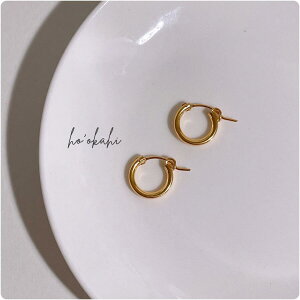 【K14gf】フープピアス【13mm】シンプル フープ ピアス 14kgf ゴールドフィルド ゴールド アレルギー対応 金メッキ 華奢 細身 ミニサイズ 小ぶり お洒落 大人かわいい 大人 上品 可憐 メンズ レ