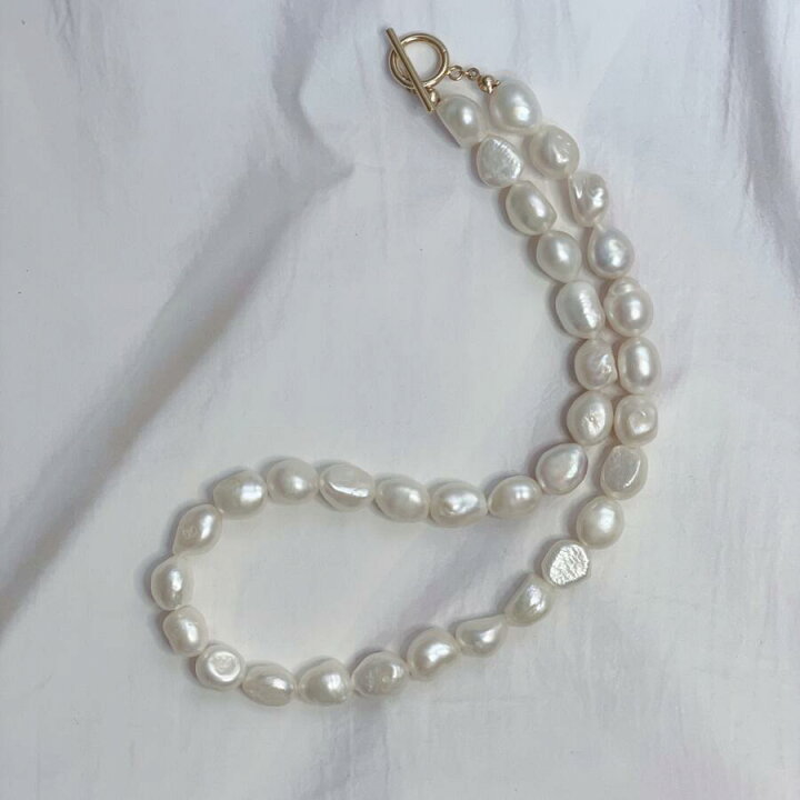 楽天市場】大人気【本物の 淡水パール 使用】大粒バロック ネックレス  