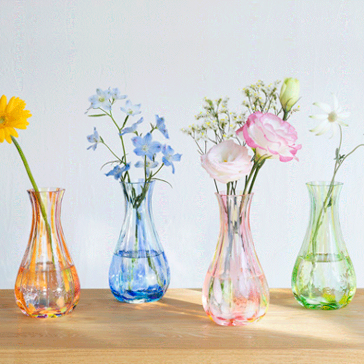 楽天市場】石塚硝子 津軽びいどろ 花器 花ひかり 15cm ピンク