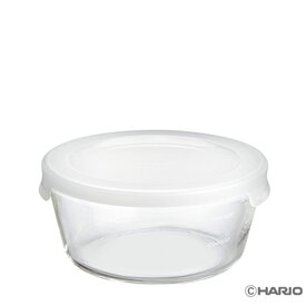 ハリオHARIO耐熱ガラス製保存容器 丸600ml 満水容量600m カラー：透明ホワイト