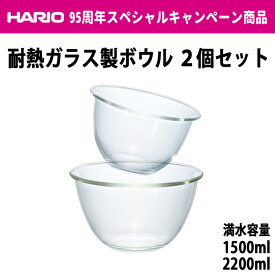 HARIO ハリオ 耐熱ガラス製ボウル2個セット 満水容量1500ml/2200ml 日本製