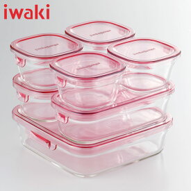 イワキiwakiギフトセットパック＆レンジ システムセットピンク耐熱ガラス
