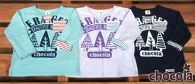 ●均一セール●ショコラ（chocola）　袖ボーダー　ロールアップ！　長袖Tシャツ　ロンT（80・90・95・100・110・120・130)　アウトレット