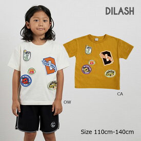 【期間限定P11倍】ディラッシュ　DILASH　カラフル　古着風　ワッペン　アメリカンテイスト　半袖Tシャツ（110cm・120cm・130cm・140cm）