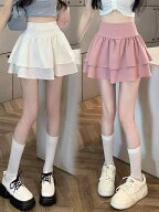 レディース スカート 夏 ハイウエスト ふわふわ ミニスカート かわいい 脚長効果 小柄対応 カジュアル 普…