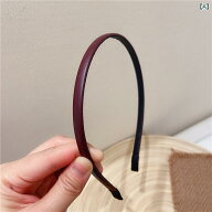 レディース ヘッドバンド 合成皮革 細身 レトロ 単色 シンプル 洗顔用 外出用 ヘアアクセサリー 髪留め …