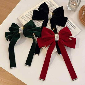 ヘアクリップ 秋冬 上品 揺れる 蝶結び リボン ラインストーン バネ式 後頭部用 精緻 ヘアアクセサリー 気質 エレガント ヘアピン 女性用 日常使い