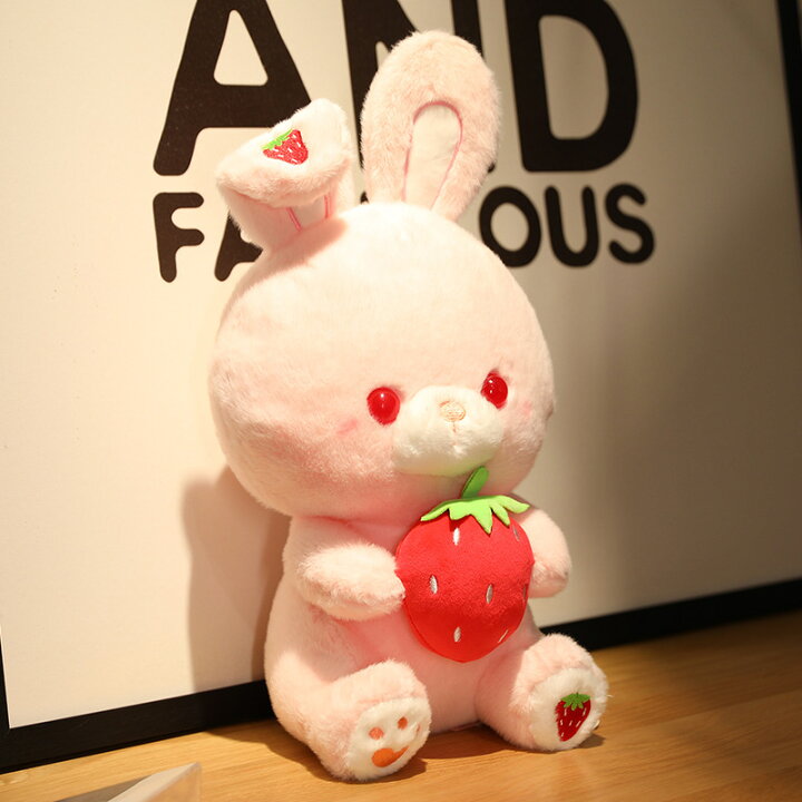 楽天市場】うさぎ ぬいぐるみ いちご 苺 ウサギ ふわふわ 小さいサイズ 