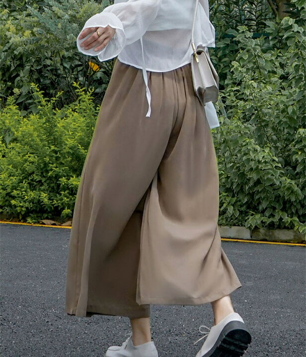 楽天市場】ワイドパンツ スカンツ ロング丈 レディース キュロット 
