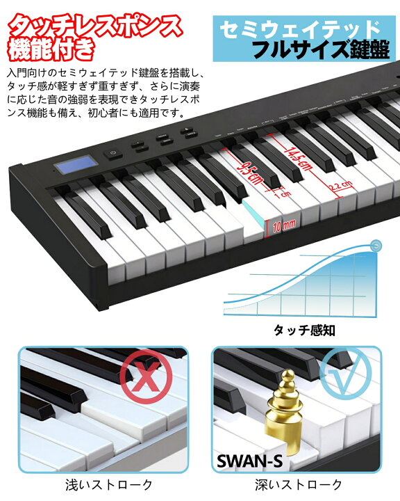 楽天市場】【スタンド付 88鍵盤 電子ピアノセット】ニコマク NikoMaku 