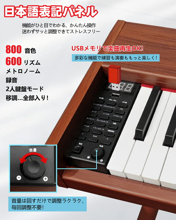 楽天市場】ニコマク NikoMaku 電子ピアノ 88鍵盤 Leaf 薄型 木製 