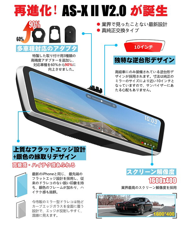 楽天市場】【ポイント5倍！3/27 1:59迄】ドライブレコーダー ミラー型 